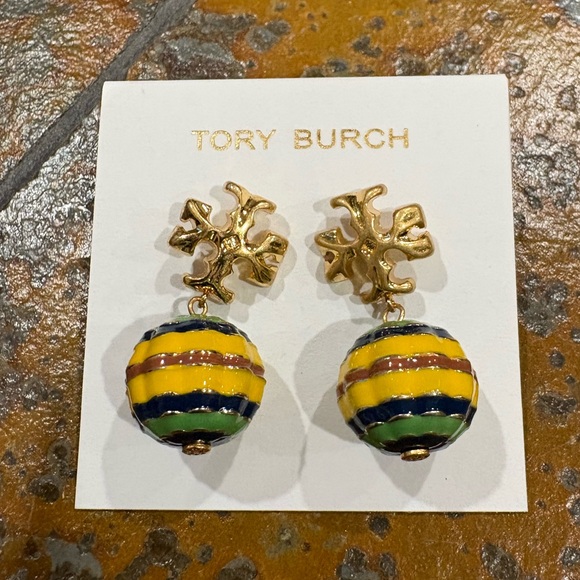 Tory Burch Jewelry - Tory Burch Logo Drop Enamel Ball Earrings – NWOT